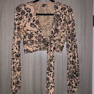 Windsor floral tie mesh blouse